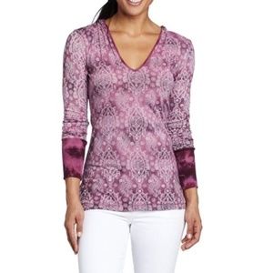 Prana Julz Hooded Long Sleeve Burnout Top Small